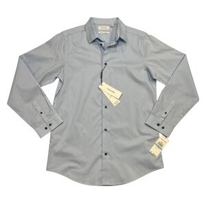 Calvin Klein Blue Stretch Dress Shirt Slim Fit NWT Size Boys 20R.